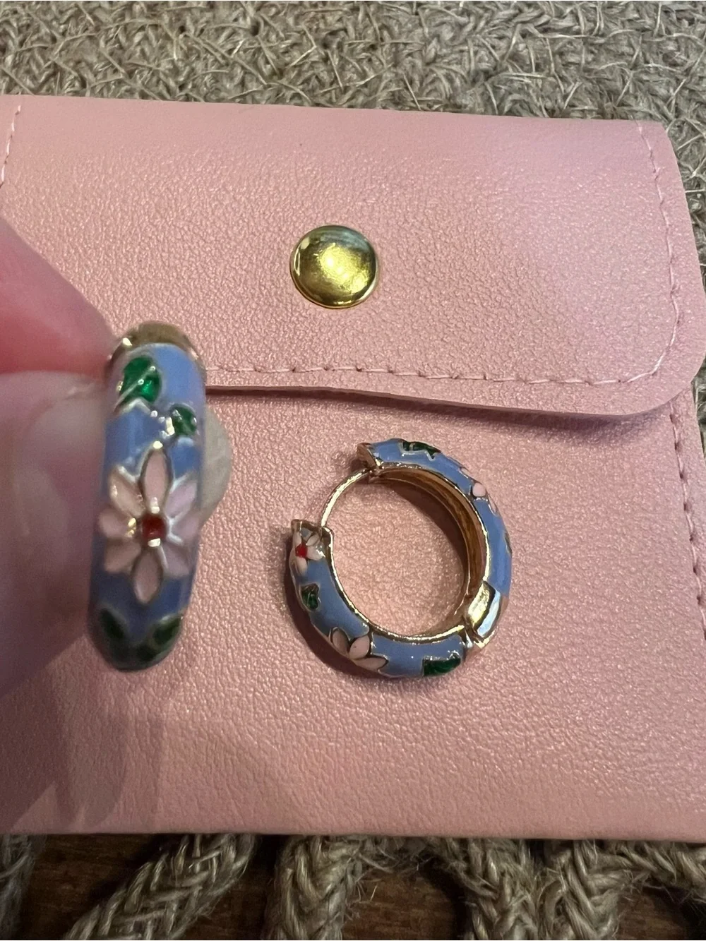 Francesca Vanessa Vintage Inspired Enamel Floral Hinged Hoops Earrings